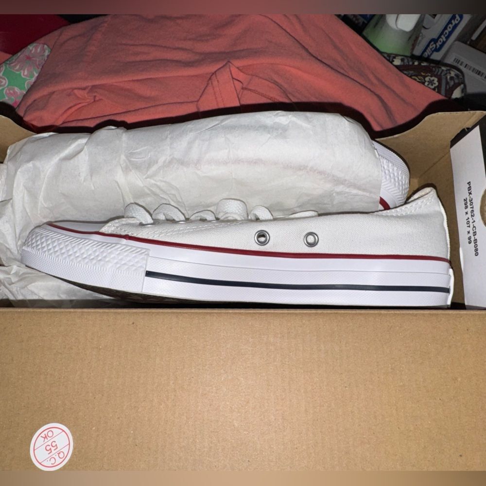 Converse Chuck Taylor All Star Shoes Low Top Optical White W7652 Size 7 Womens - Picture 6 of 7